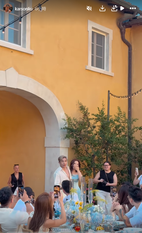 Tyson Yoshi意大利婚禮現場曝光，圖片來源︰IG@karsonliu。