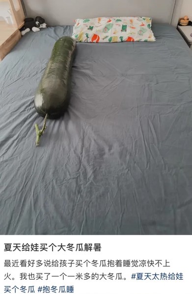抱冬瓜睡覺消暑