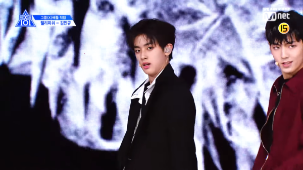 金旻奎參加《PRODUCE X 101》已被指撞樣車銀優（圖片來源：YouTube@Mnet）