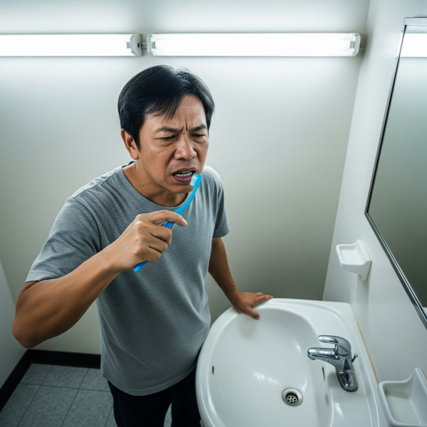50歲男長期口臭，求醫發現罹患舌癌。（AI製圖）