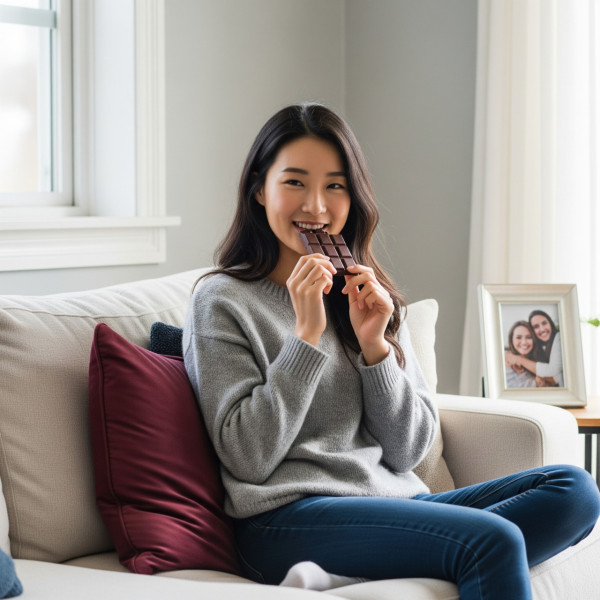 阿罐營養師建議可適量攝取黑朱古力，既能補充鎂，又能帶來愉悅感。（AI製圖）