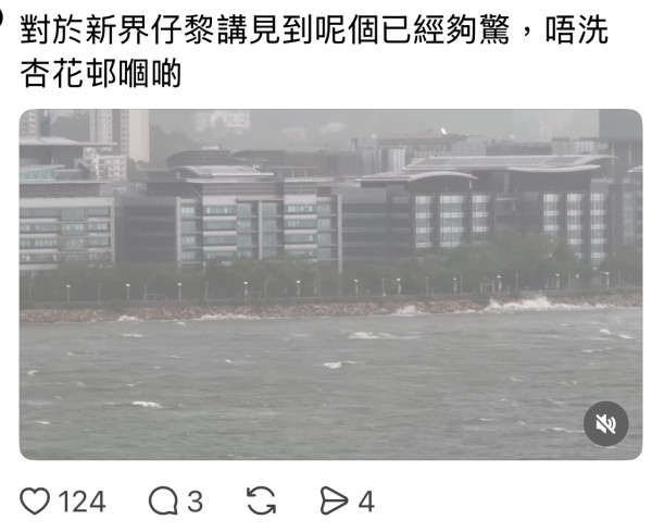 颱風韋帕十號風球，香港市面及海面情況（圖片︰Threads/小紅書）