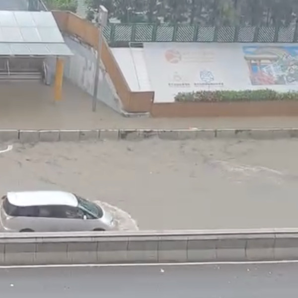 颱風韋帕｜十號風球新田圍邨馬路水浸阻車！港男深水徒手通渠獲網民封平民英雄