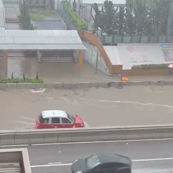 颱風韋帕｜十號風球新田圍邨馬路水浸阻車！港男深水徒手通渠獲網民封平民英雄