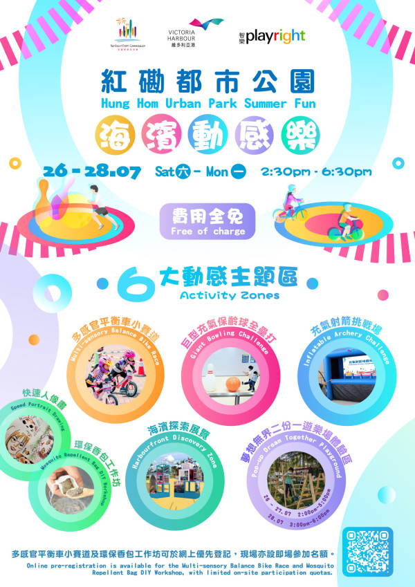 海濱好去處｜紅磡都市公園全新開放！3日限定夏日嘉年華 6大必玩：平衡車／充氣射箭／快速人像畫