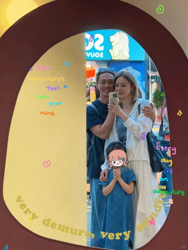 一家三口遊新加坡(圖片來源：小紅書@小格格）