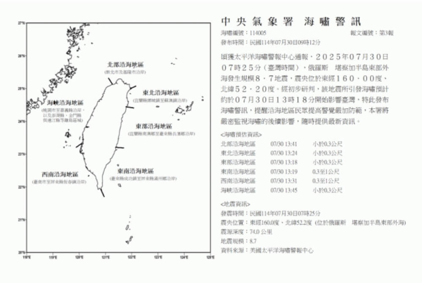 天文台：若海嘯持續今日下午5時左右到達香港 每5至60分鐘再次出現