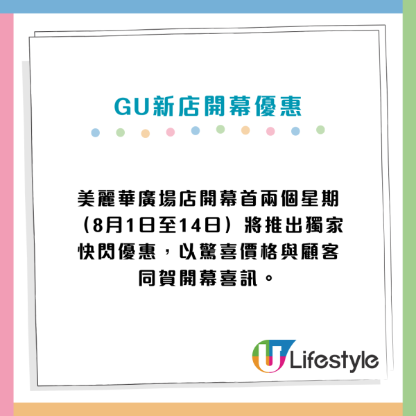 GU尖沙咀/九龍灣連開2間新店 最快8.1開幕推5大優惠全單減$20