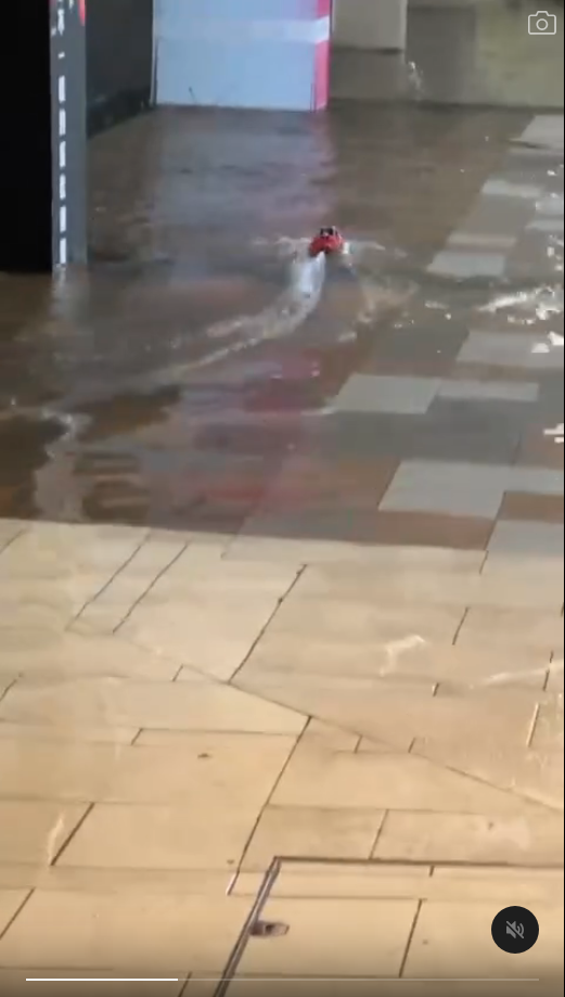 黑雨水浸｜愛民村暴雨下浸到變池塘！居民苦中作樂玩電子艇引圍觀
