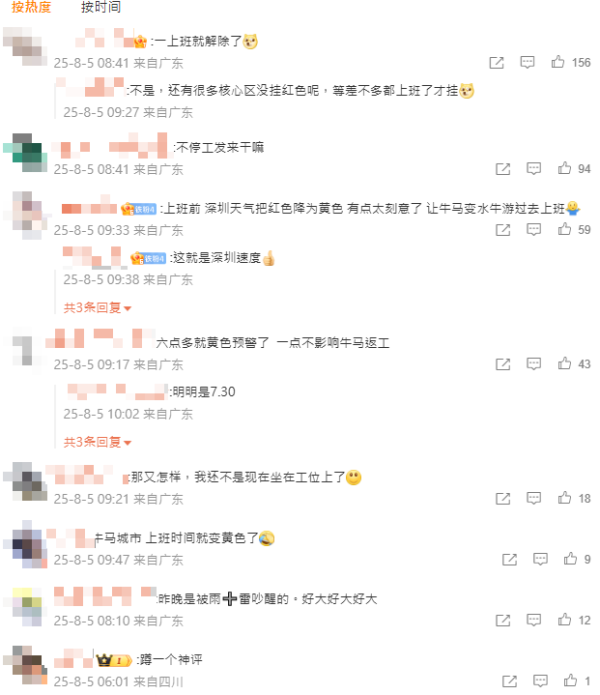 深圳暴雨預警「紅降黃」引熱議 打工仔羨慕港人：不會自動降級 