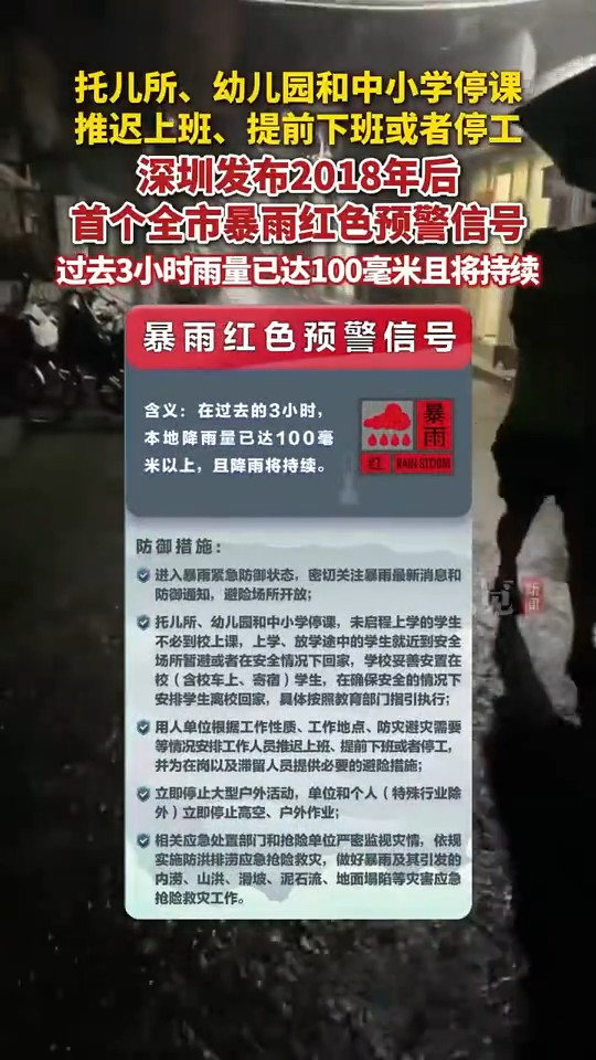 深圳暴雨預警「紅降黃」引熱議 打工仔羨慕港人：不會自動降級 