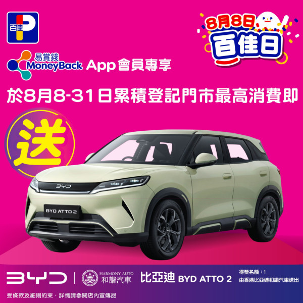百佳全線門市指定1日88折 兼贏取名車+全港最Chill 超市音樂會 Sica、Arvin曾傲棐、Ash鍾卓穎、Byejack