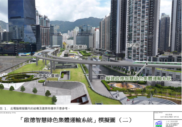 啟德智慧綠色集體運輸系統（圖片︰九龍城區議會轄下交通運輸委員會文件截圖）
