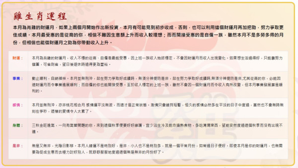 蘇民峰8月生肖運程｜4生肖逢權力地位提升月 爭取升遷擴人氣！屬Ｏ小心氣管問題/屬Ｏ易與伴侶起衝突！