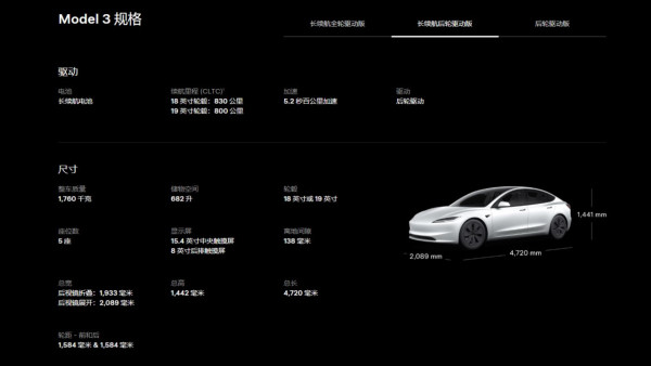 新車正式登陸！Tesla推Model 3長續航後驅版 續航830km售價XX萬起