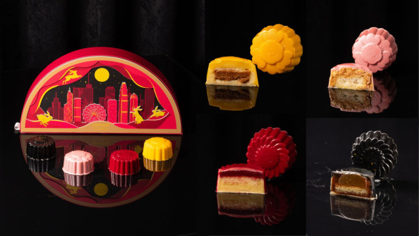 Le Salon de Thé de Joël Robuchon法式朱古力月餅禮盒-香港經典花生奶醬多、清新檸檬芝士蛋糕、香甜覆盆子茉莉花茶、清甜焦糖香梨（圖片︰葡京餐飲集團提供）
