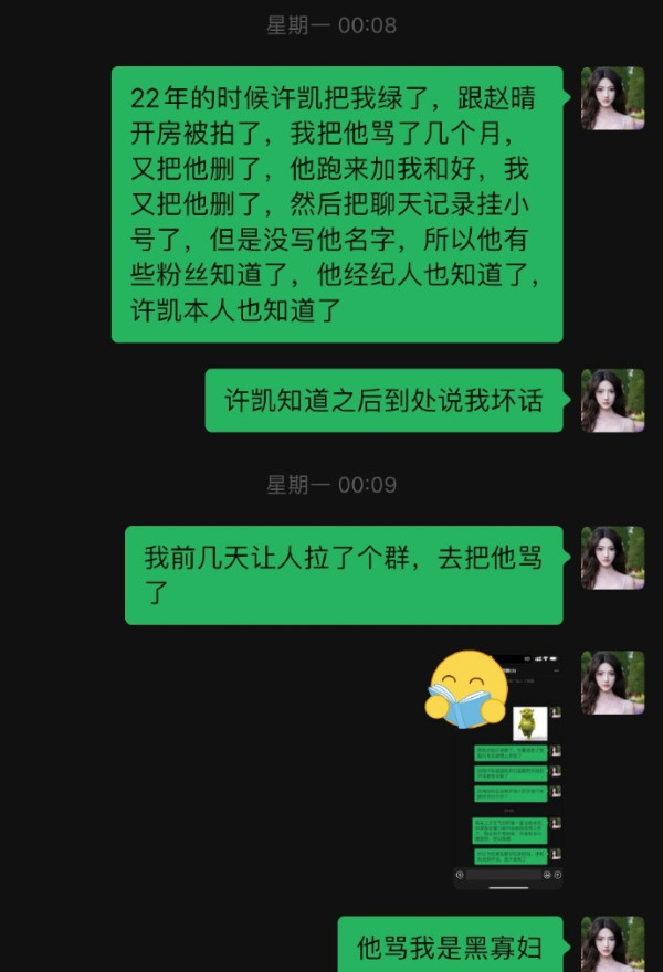 許荔莎爆料許凱出軌（圖片來源：微博＠許凱）