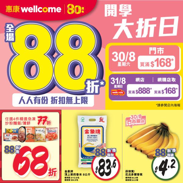 惠康優惠｜限定兩天全場88折＋急凍美食低至68折