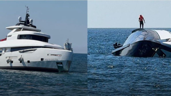 有片!百萬新遊艇下水15分鐘即沉沒 全船搭客驚險跳海逃生!