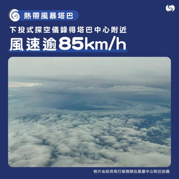 塔巴風力強勁 風眼開始形成（香港天文台圖片）