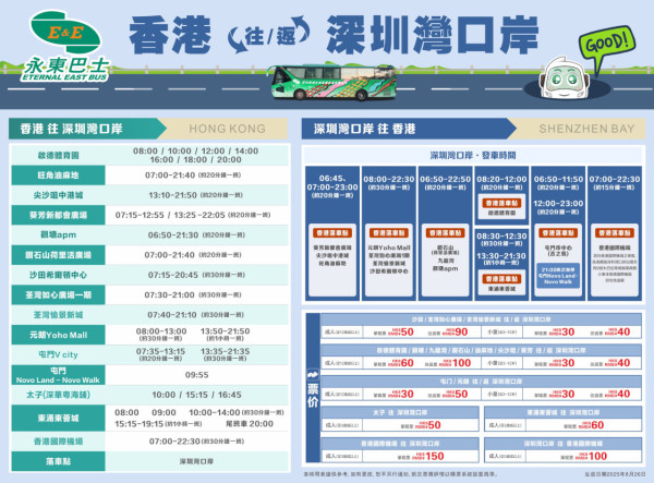 全新跨境直通巴士優惠！葵芳/荃灣上車 $19起直達深圳蓮塘口岸！