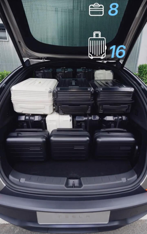 Tesla Model Y L 挑戰「大胃王」最多竟可放XX個行李箱？