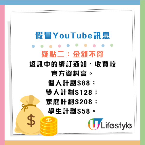 假冒YouTube Premium續訂短訊瘋傳！網民揭3大疑點 誤打電話恐外洩資料！