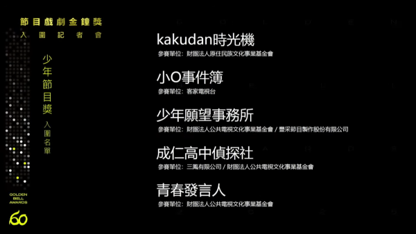 金鐘獎入圍名單2025（圖片來源：YouTube@golden_bell_awards）