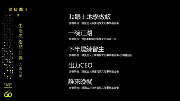 金鐘獎入圍名單2025（圖片來源：YouTube@golden_bell_awards）
