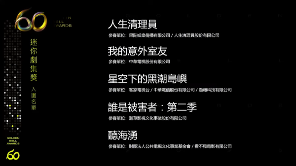 金鐘獎入圍名單2025（圖片來源：YouTube@golden_bell_awards）