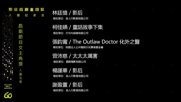 金鐘獎入圍名單2025（圖片來源：YouTube@golden_bell_awards）