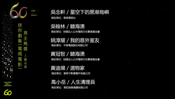 金鐘獎入圍名單2025（圖片來源：YouTube@golden_bell_awards）