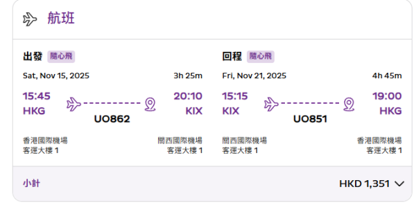 HK Express日本機票優惠！$168起飛東京/大阪 來回包20公斤寄艙行李低至$636
