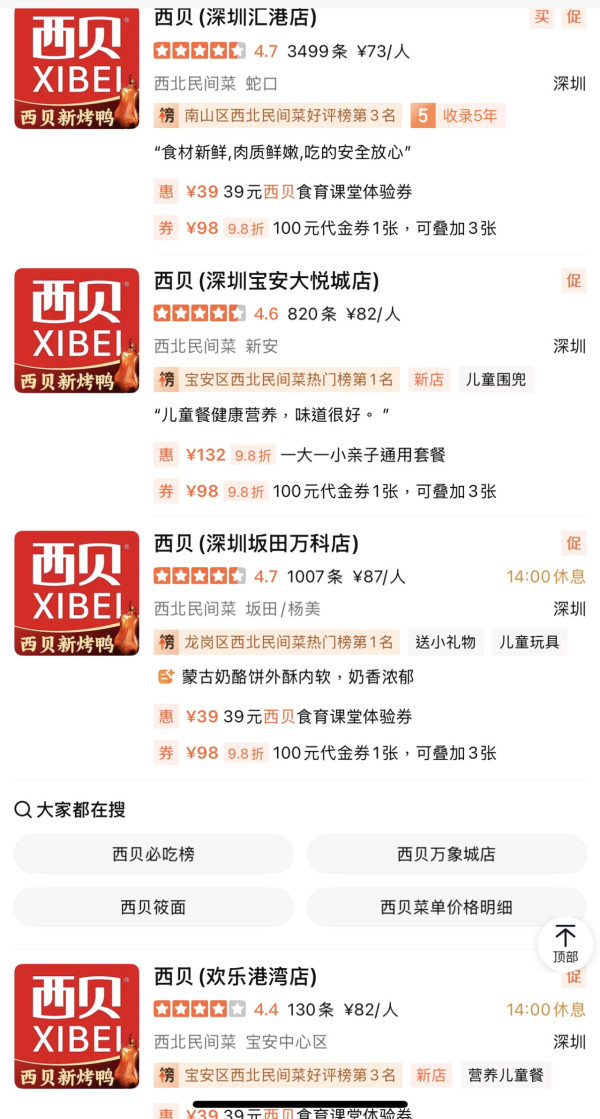 西貝預製菜事件在內地備受關注（圖片︰大眾點評）