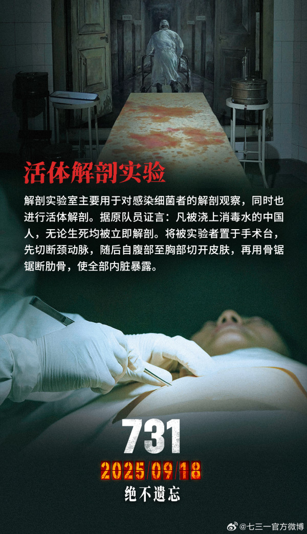 電影731香港9月18日上映（圖片來源：微博＠七三一官方微博）