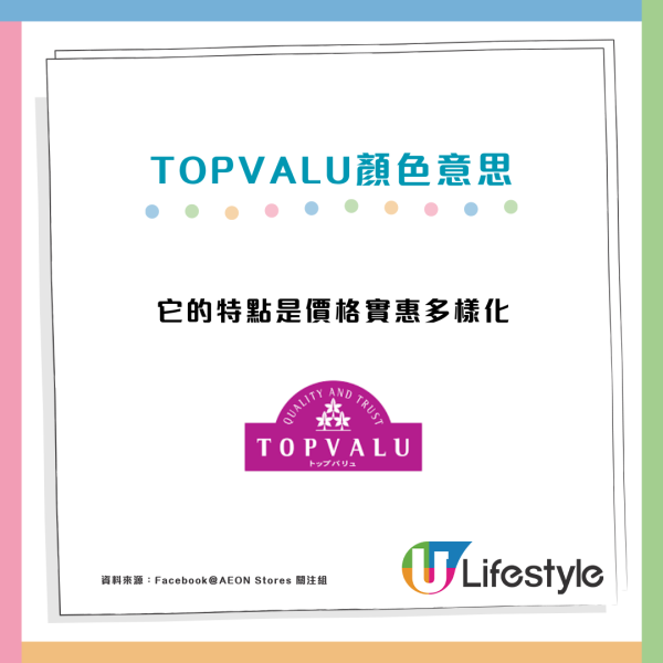 AEON旗下TOPVALU顏色標籤代表4大價格定位！網民教慳錢買1隻顏色？