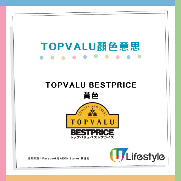 AEON旗下TOPVALU顏色標籤代表4大價格定位！網民教慳錢買1隻顏色？