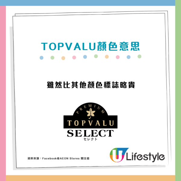 AEON旗下TOPVALU顏色標籤代表4大價格定位！網民教慳錢買1隻顏色？