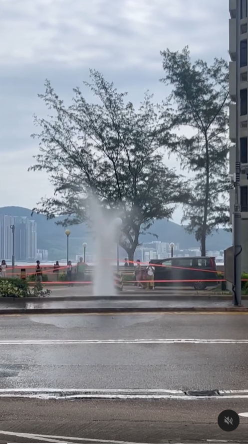 打風｜杏花邨驚見沖天噴泉 疑似海水倒灌 網民：未出發先興奮