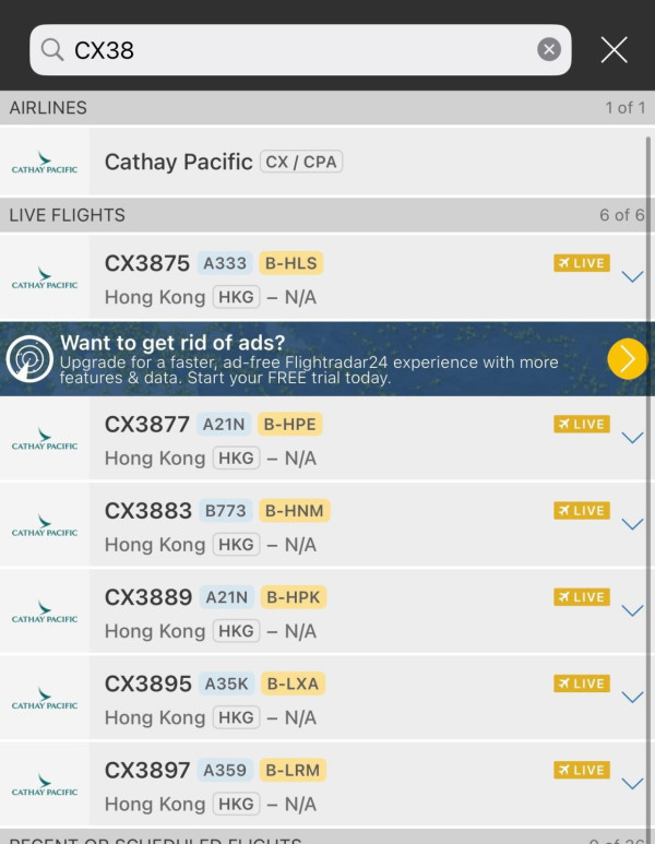 風王「樺加沙」襲港！國泰航班飛往神秘「N/A」 網民曝光目的地位置