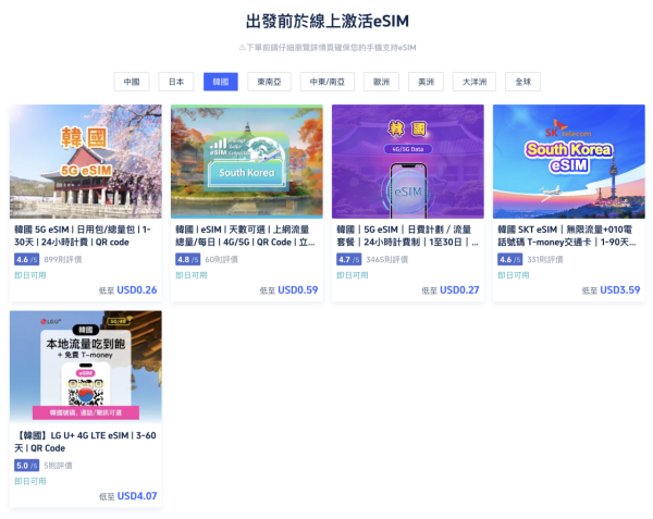 韓國旅遊慳錢大法｜即買即用 eSIM 電話卡推介 無限不減速數據低至$7.03日