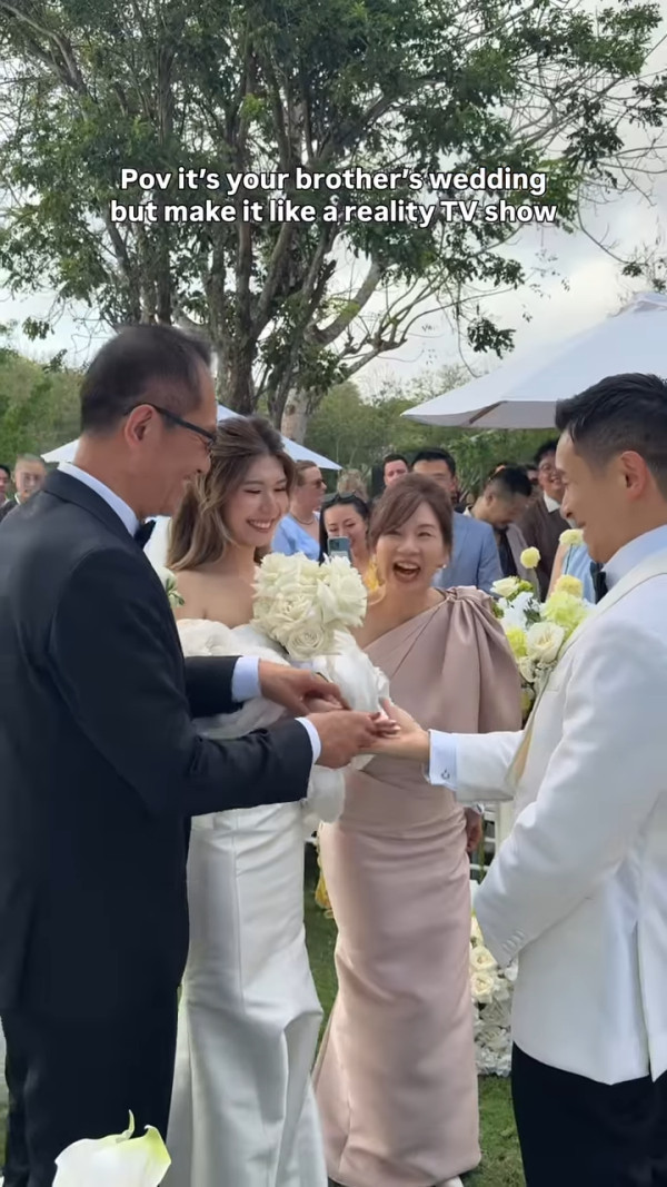 鄺潔楹親哥哥峇里島盛大婚禮曝光 豪華結婚放煙花震撼程度如綜藝真人騷
