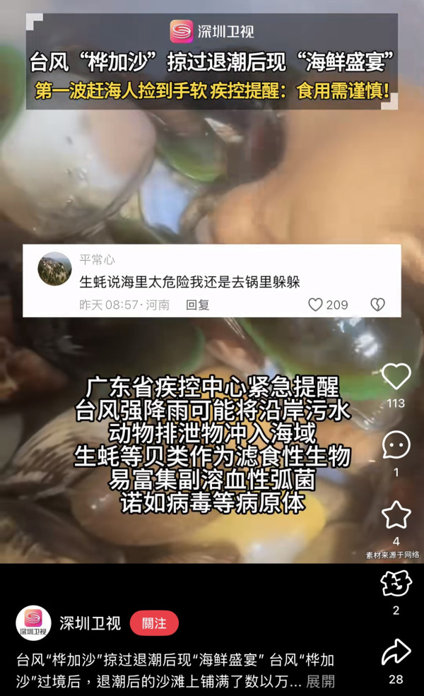 颱風樺加沙過境汕尾海灘驚現海鮮山！居民2小時狂撿百斤！官方急籲千萬別吃（圖片︰小紅書）