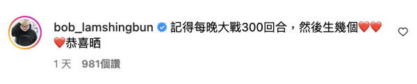 Bob林盛斌賀胡定欣新婚祝「每晚大戰300回合」 洪永城看不過眼寸爆留言反擊引熱議