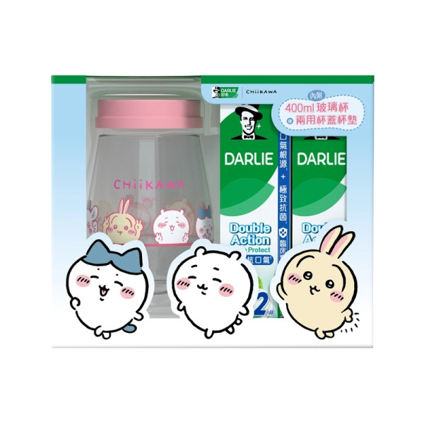 超市買牙膏送CHIIKAWA水杯 Usagi＋吉伊卡哇＋小八3款顏色／玻璃杯配杯蓋及杯墊