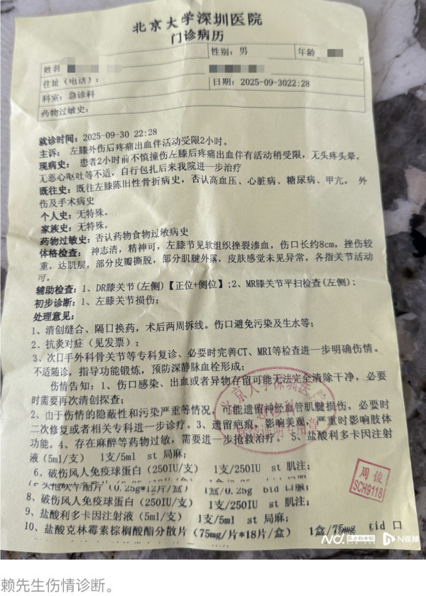 事主滑雪受傷(圖片：南方日報）