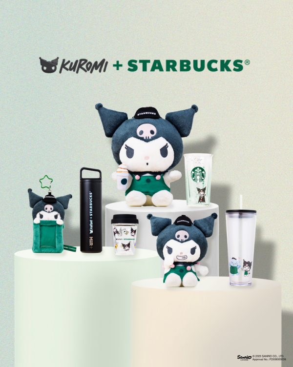 KUROMI聯乘Starbucks化身咖啡師！全新精品 毛公仔卡套/不鏽鋼水樽/凍杯/雙層玻璃杯！