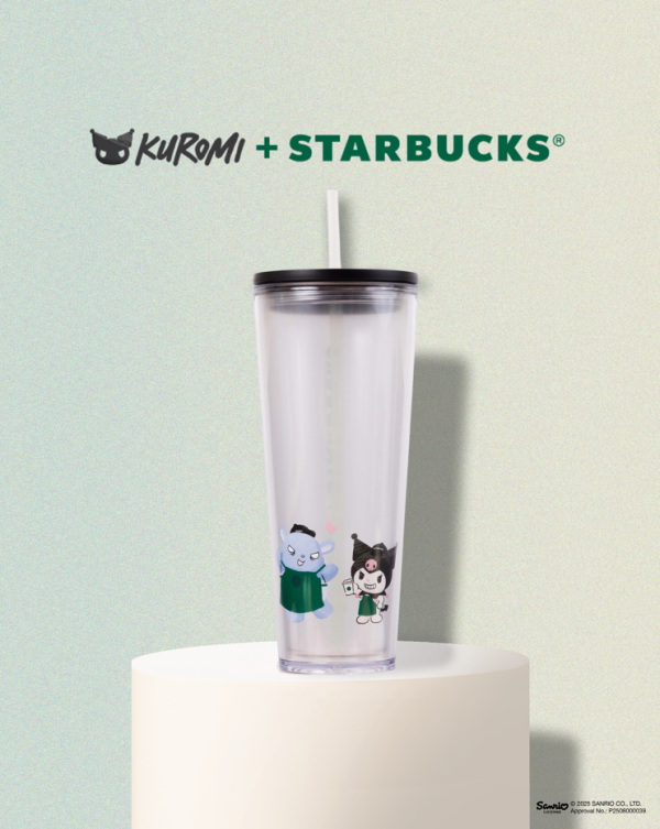 KUROMI聯乘Starbucks化身咖啡師！全新精品 毛公仔卡套/不鏽鋼水樽/凍杯/雙層玻璃杯！