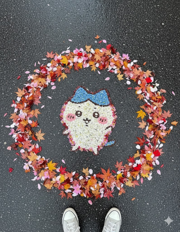 AI花瓣卡通藝術畫教學 自製Chiikawa/Kuromi花瓣圖案落葉 一條指令5秒搞掂