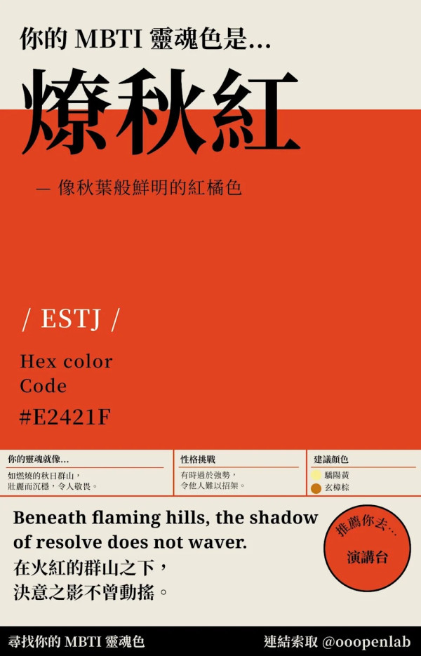 你的MBTI人格是什麼顏色？16型人格代表色對應解析 INTJ玄樟棕、ENFJ楝花紫【附象徵特質】